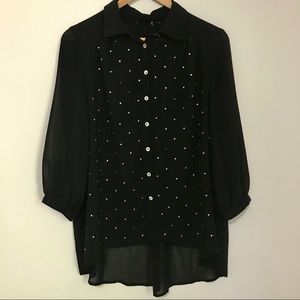 Sheer Top w/ Rhinestones